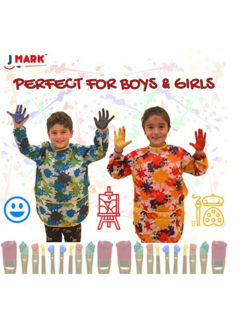 Y&D Kids Art Smock Painting Apron, Waterproof Artist Aprons Long Sleeve, Lightweight Washable Bibs, for Painting, Pottery School, Baking, Craft Lab Activity (Pack of 2) - Image 2