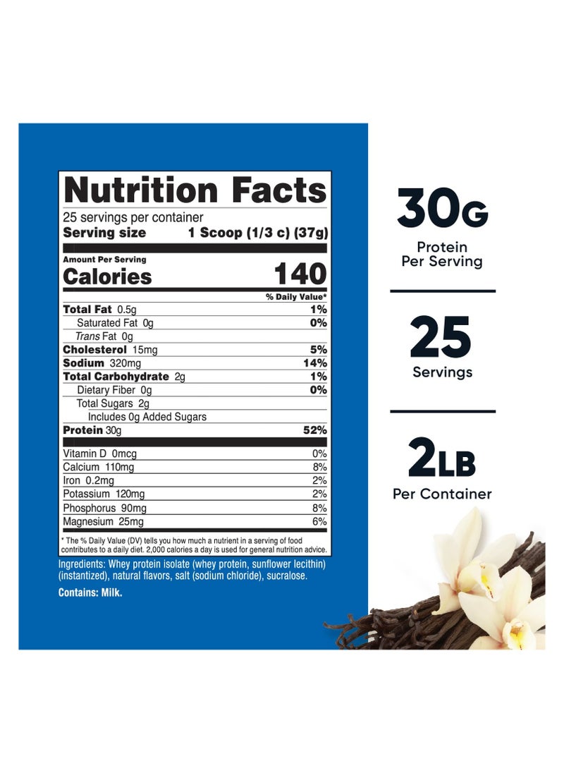 Nutricost Whey Protein Isolate, 30 G Protein Per Serving, 25 Serving, 2 Lb Per Container - Vanilla Flavored Naturally Flavored With Other Natural Flavors Net Wt 32.4 Oz  - Image 2
