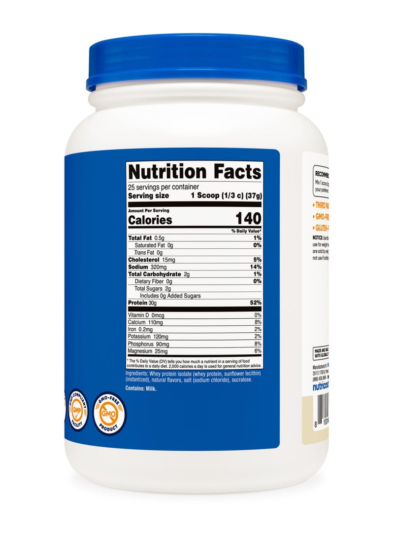 Nutricost Whey Protein Isolate, 30 G Protein Per Serving, 25 Serving, 2 Lb Per Container - Vanilla Flavored Naturally Flavored With Other Natural Flavors Net Wt 32.4 Oz  - Image 5