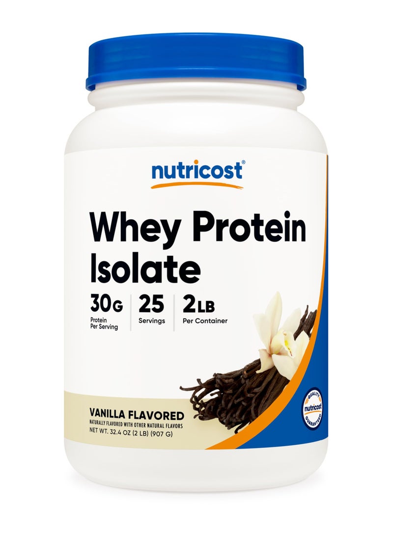 Nutricost Whey Protein Isolate, 30 G Protein Per Serving, 25 Serving, 2 Lb Per Container - Vanilla Flavored Naturally Flavored With Other Natural Flavors Net Wt 32.4 Oz  - Image 1