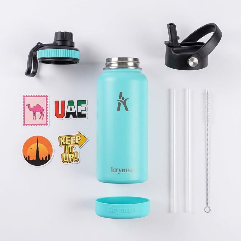 KRYMSO 950ml Stainless Steel Water Bottle, Insulated Thermos Flask, Leakproof, BPA-Free, Gym (Turquoise) - Image 4