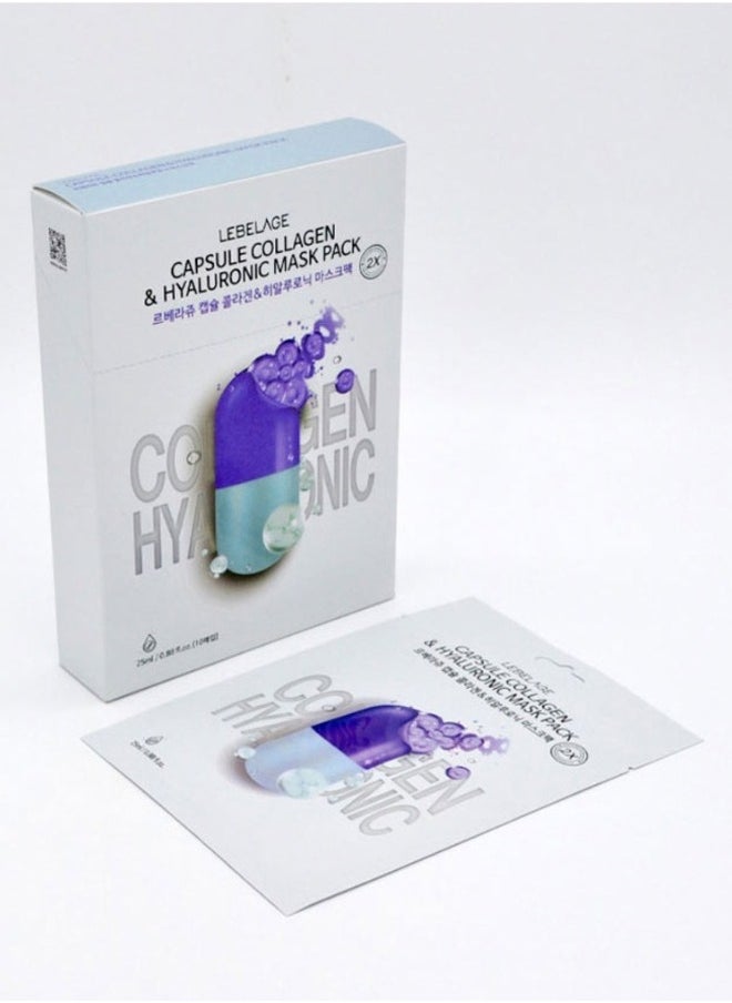 Lebelage CAPSULE COLLAGEN & HYALURONIC 2X MASK PACK (PACK OF 10 INDIVIDUALLY WRAPPED MASKS) | KOREAN MADE SKIN CARE  - Image 4