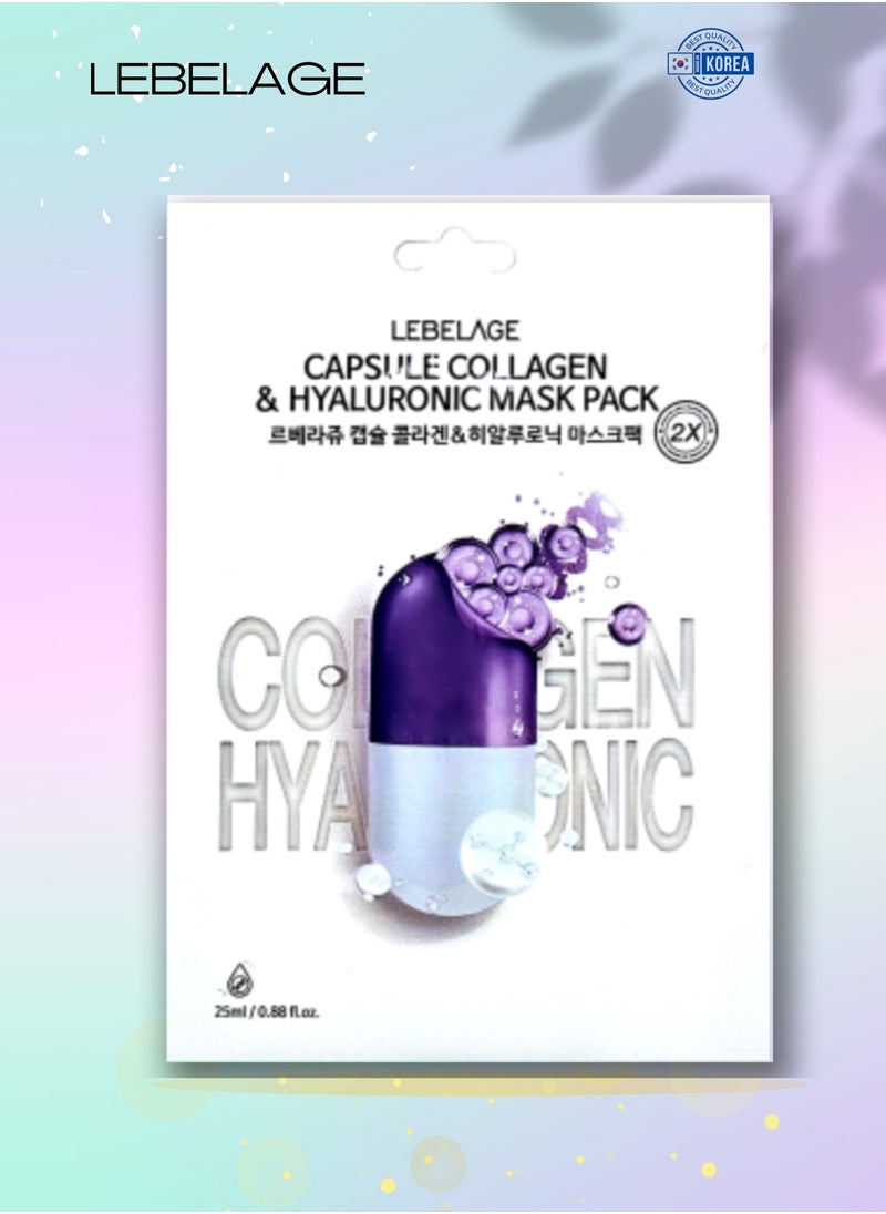 Lebelage CAPSULE COLLAGEN & HYALURONIC 2X MASK PACK (PACK OF 10 INDIVIDUALLY WRAPPED MASKS) | KOREAN MADE SKIN CARE  - Image 3