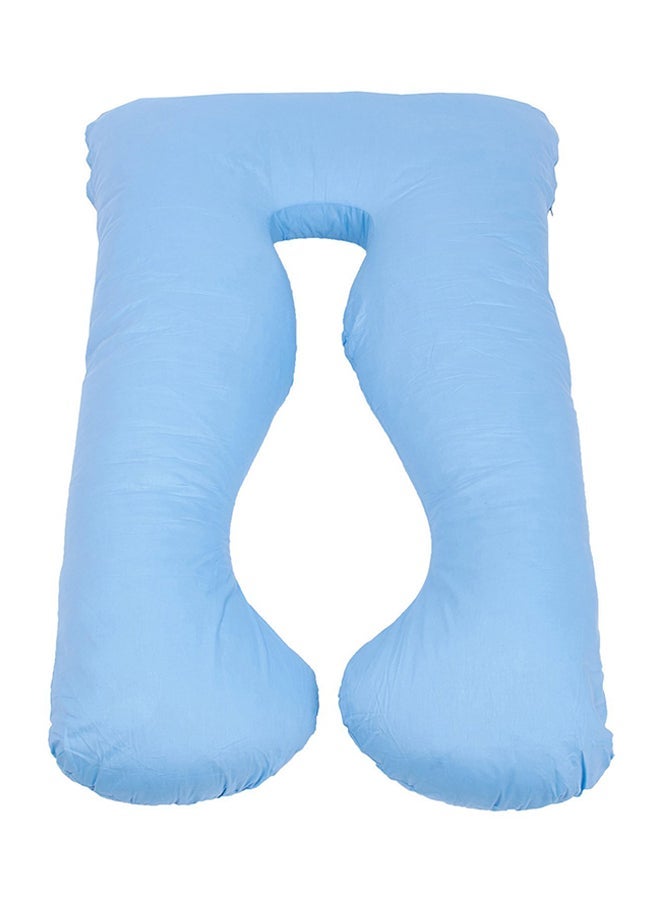 Body Contoured U Shaped Pregnancy Pillow Cotton Light Blue 140x80cm  - Image 1