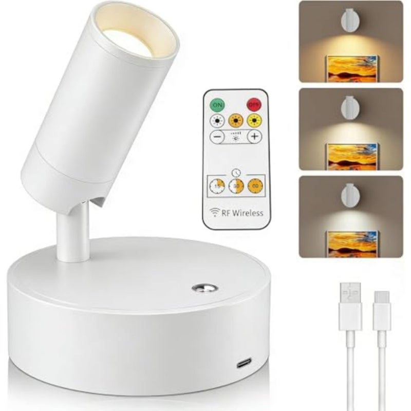 Spotlight Indoor, Wireless Operated with Remote, Uplight Indoor Down Light for Picture on Wall, Plant Spotlight Dimmable Timer, Mini Ceiling Lights Painting for Trees Plant, Type C Charging - Image 1