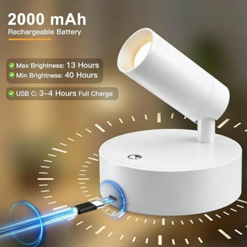 Spotlight Indoor, Wireless Operated with Remote, Uplight Indoor Down Light for Picture on Wall, Plant Spotlight Dimmable Timer, Mini Ceiling Lights Painting for Trees Plant, Type C Charging - Image 2
