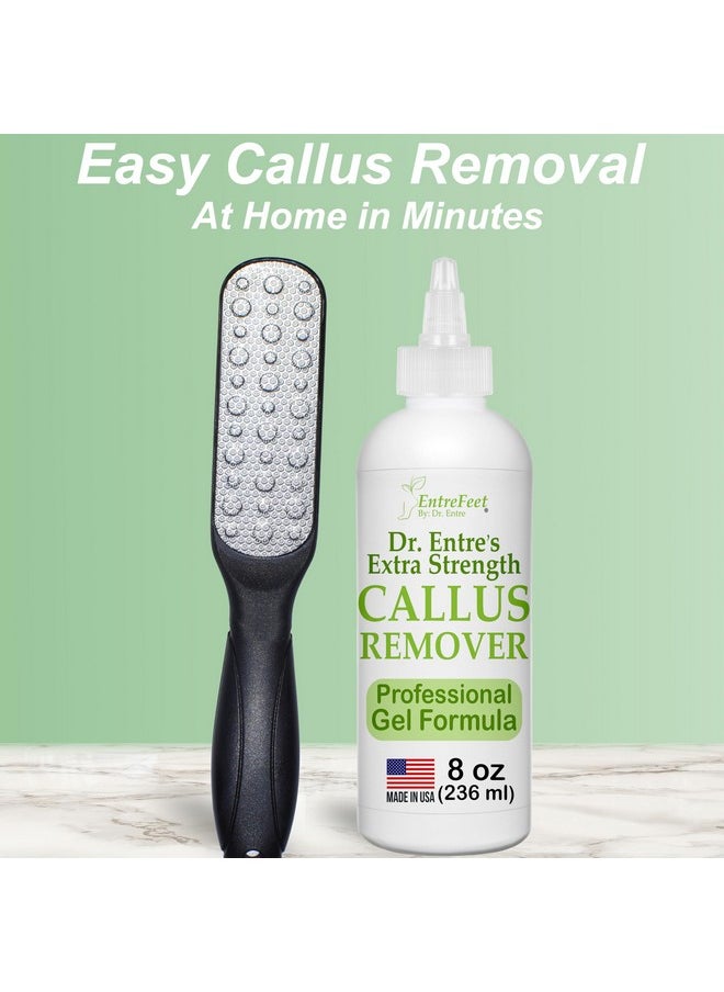 EntreFeet - Callus Remover Gel & Double-Sided Foot File: 8 oz Extra Strength Callus Remover for Feet, Foot Callus Remover Care, Pedicure Tools Supplies, Spa Kit, Dead Skin Scrubber - Image 1
