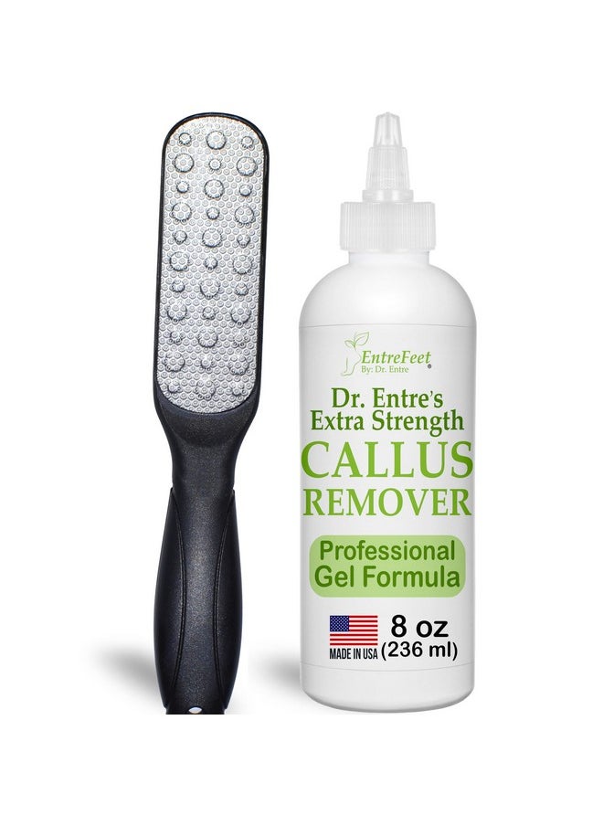 EntreFeet - Callus Remover Gel & Double-Sided Foot File: 8 oz Extra Strength Callus Remover for Feet, Foot Callus Remover Care, Pedicure Tools Supplies, Spa Kit, Dead Skin Scrubber - Image 1