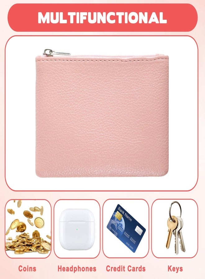 Larrel 4PCS Portable PU Leather Coin Purse, Mini Wallet with Zipper, Small Coin Pouch for Women and Men, Mini Coin-Pocket Pouch for Cash, Keys, Lipstick, Credit Card and ID Card (Black, Blue, Pink, Brown) - Image 4
