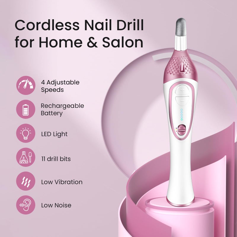 ISTON 36-Piece Professional Manicure Pedicure Kit-Cordless Electric Nail File Kit,20000RPM, 11Pcs Bits,4 Speed,Rechargeable Pedicure Tool for Feet,Hand Foot Care Nail Drill Tool for Nail Grind Trim Polish - Image 2