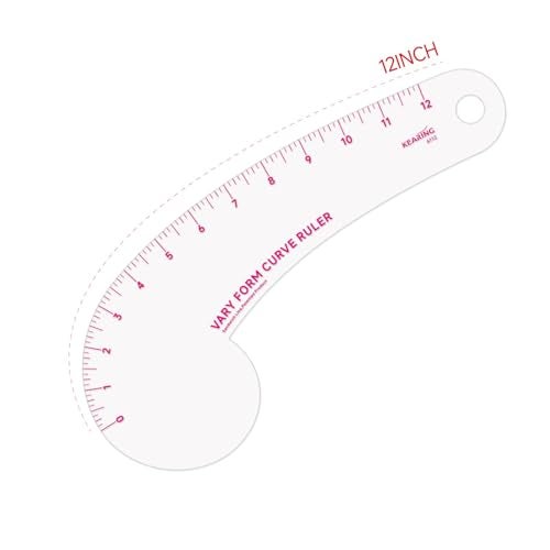 KEARING 12Inch Clear Vary Form Curve Ruler for Sewing, Sandwich Line Scale, French Curve Ruler for Pattern Making, Hip Curve Ruler for Measuring Fashion Design - Image 2