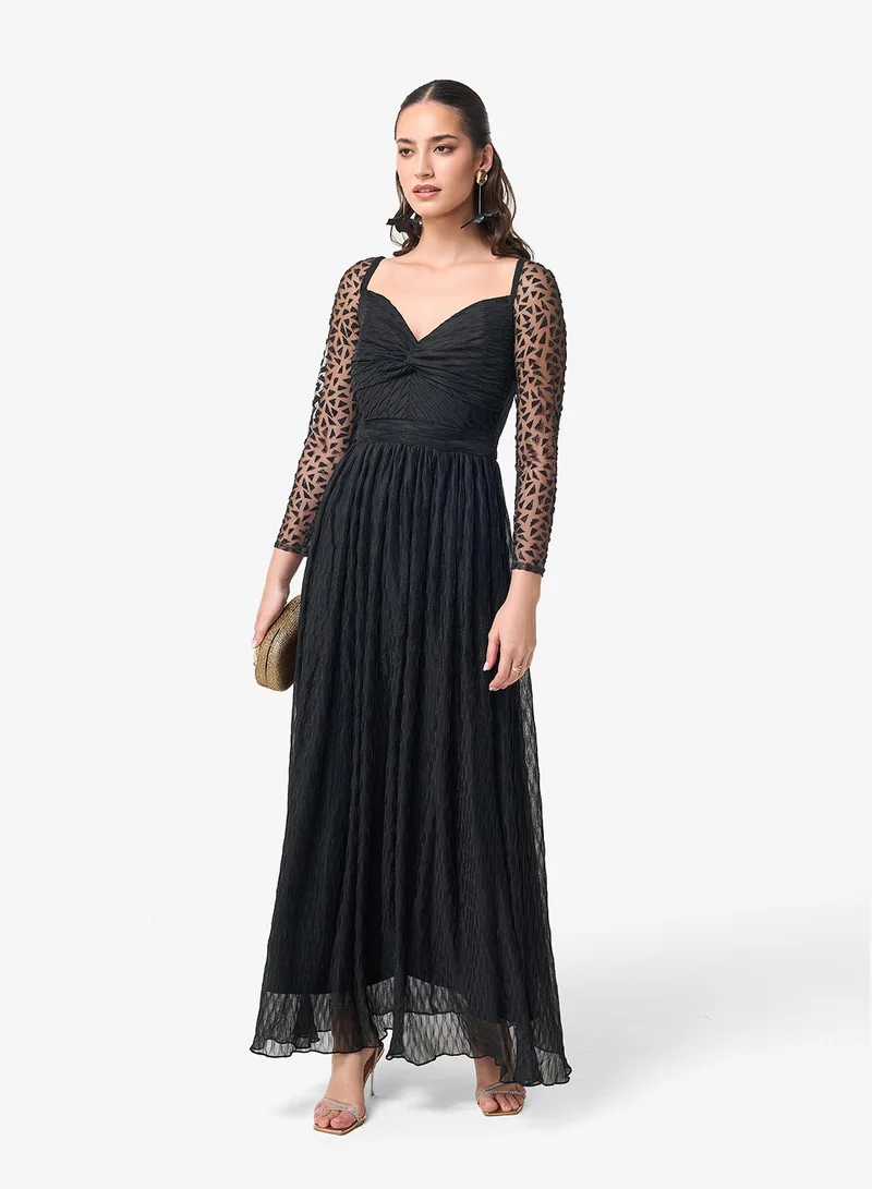 Threadz by Ajooni Sweetheart Neck Lace Detail Maxi Dress