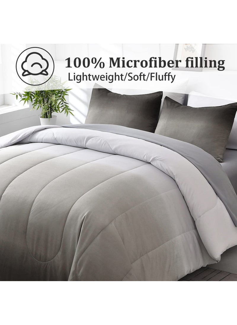 Anibedding 7 Pieces Grey Comforter Set King Size Gradient Black Gray White Bed in a Bag for King Bed - All Season Lightweight Microfiber Bedding Sets with Comforter for Women Men Teens (103"" x90"")  - Image 2