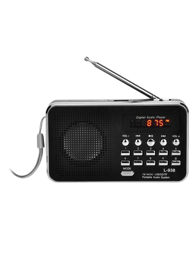 NIBEMINENT Portable Mini Digital FM Radio Player L-938 Black/Silver 