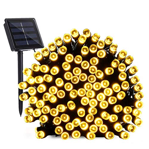 Epyz Solar String Light 100Led 32.8 Feet 8 Modes / 600Mah Solar Christmas Lights Waterproof For Gardens, Wedding, Party, Homes, Christmas Tree, Curtains, Outdoors (Pack Of 1, Warm Yellow Light) - Image 1