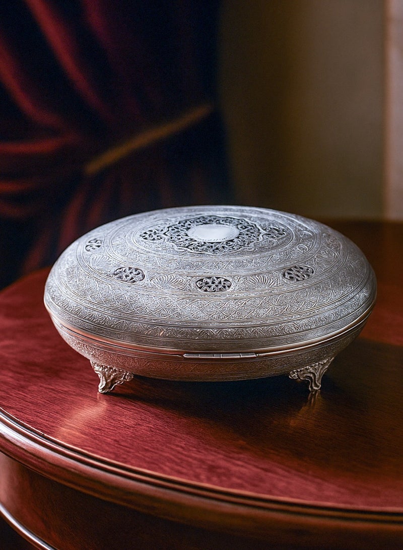 أوديسي علبة حلوى بيضاوية كبيرة الحجم من فضة خالصة (DSC6630) - Image 3