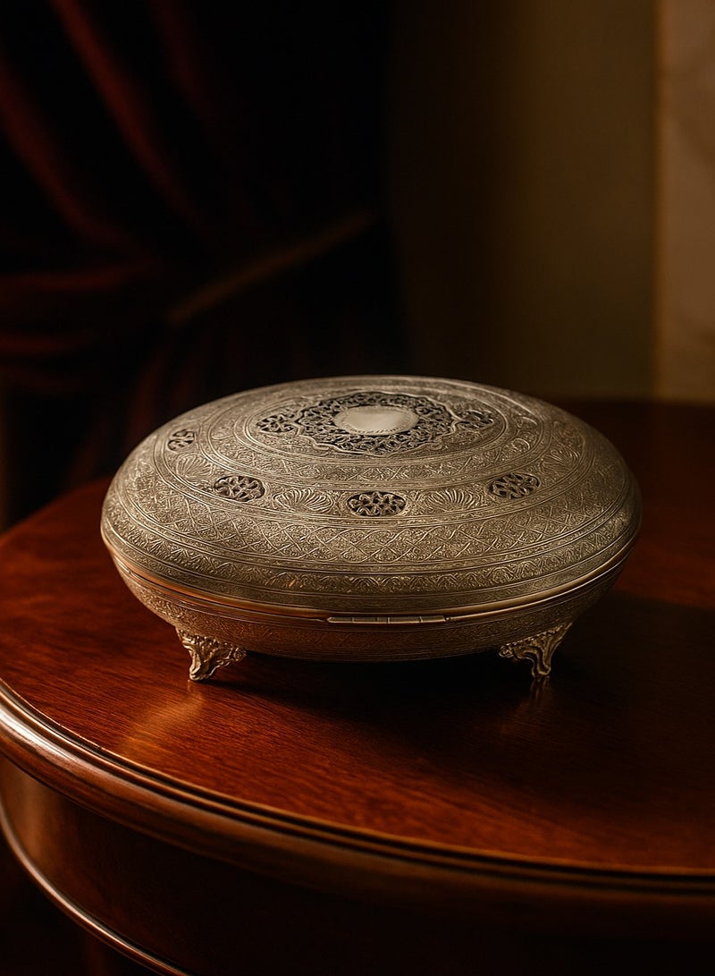 أوديسي علبة حلوى بيضاوية كبيرة الحجم من فضة خالصة (DSC6630) - Image 2