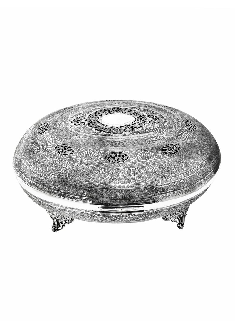 أوديسي علبة حلوى بيضاوية كبيرة الحجم من فضة خالصة (DSC6630) - Image 4