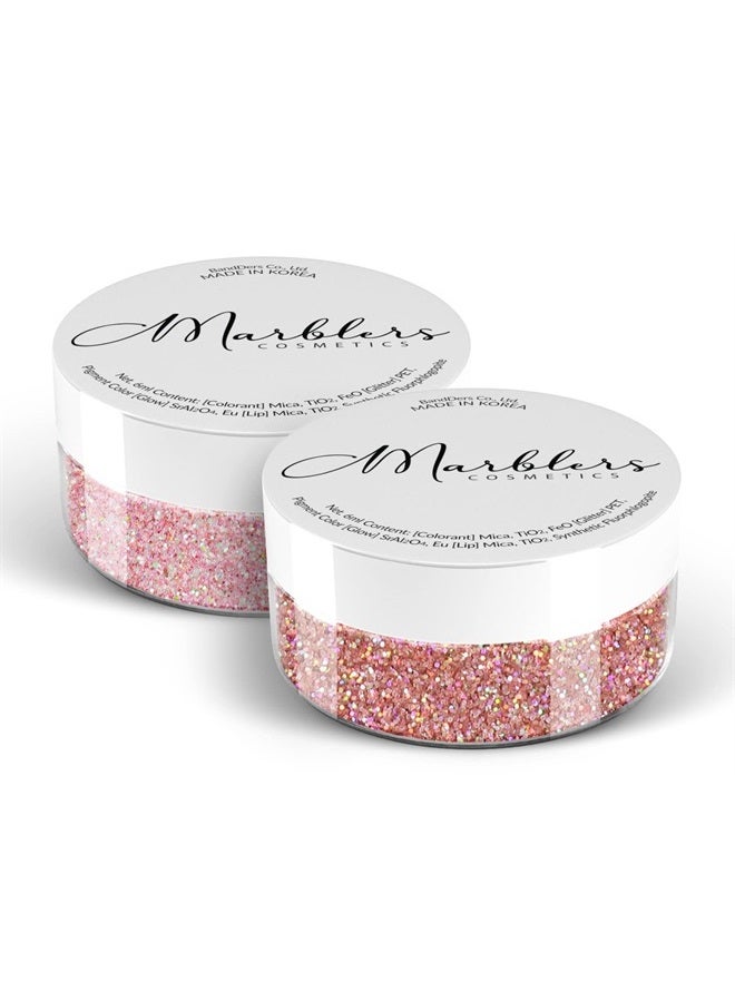 MARBLERS Cosmetic Grade Fine Glitter Duo [Unicorn Pink & Holo Pink Rose] 0.36oz (10g) | Non-Toxic | Vegan | Cruelty-Free | Eyeshadow, Nail Polish, Nail Art | Festival, Rave Party Makeup | Body & Face - Image 1