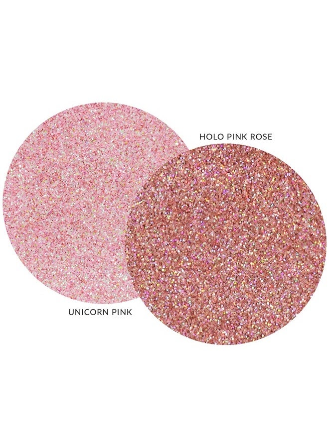 MARBLERS Cosmetic Grade Fine Glitter Duo [Unicorn Pink & Holo Pink Rose] 0.36oz (10g) | Non-Toxic | Vegan | Cruelty-Free | Eyeshadow, Nail Polish, Nail Art | Festival, Rave Party Makeup | Body & Face - Image 2