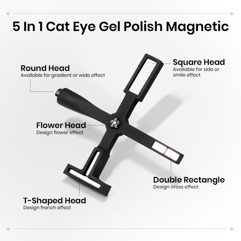 SUPWEE أداة مغناطيسية للأظافر SUPWEE 5 في 1 لجيل طلاء الأظافر عين القط، عصا مغناطيسية متعددة الوظائف للأظافر، مغناطيس قوي لتصميم فن الأظافر عين القط 9D شريط مجرة، مانكير منزلي DIY - Image 3