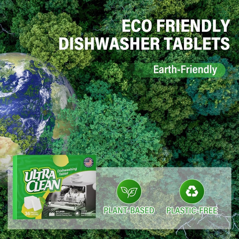 Global simple assemble options YOOJ® 36 Pack Dishwasher Cleaner Tablets, 100% Plastic-Free Pure Natural Plant-Based Solid Dishwasher Detergent Tablet, Removes Oil and Stains, Enhances Luster of Tableware (Lemon Scent) Cost saving user oriented build - Image 3