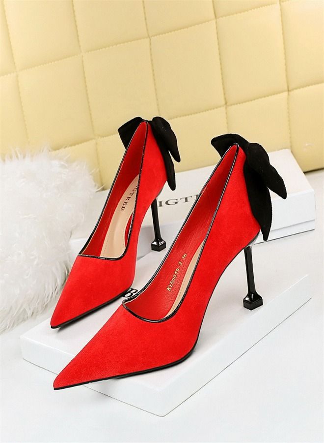 BIGTREE Fashion Pointed High Heels 8CM Red