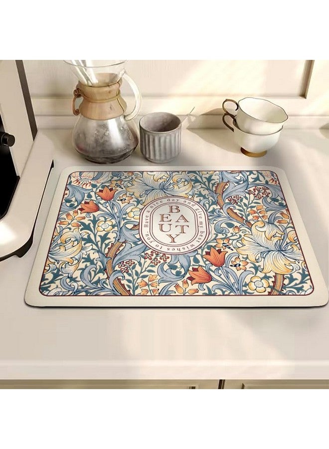 Home-Cloud HomeCloud Dish Drying Mat for Kitchen Counter Hide Stain Super Absorbent, Non-Slip, Heat-Resistant, Great for Dishes,Rack Pad, Kitchen Counter, Coffee Maker, Coffee Item (Beige_Beauty, 50x40cm) - Image 1