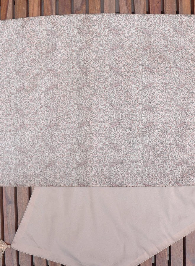 زيبا مفرش طاولة حريري من قماش البروكار من زيبا وورلد - بيج، 30×210 سم (12×84 بوصة) - مزخرف بنسيج ذاتي مع شرابات - مفرش طاولة طعام أنيق لـ 4/6 أشخاص - ديكور غرفة المعيشة والطاولة - Image 5