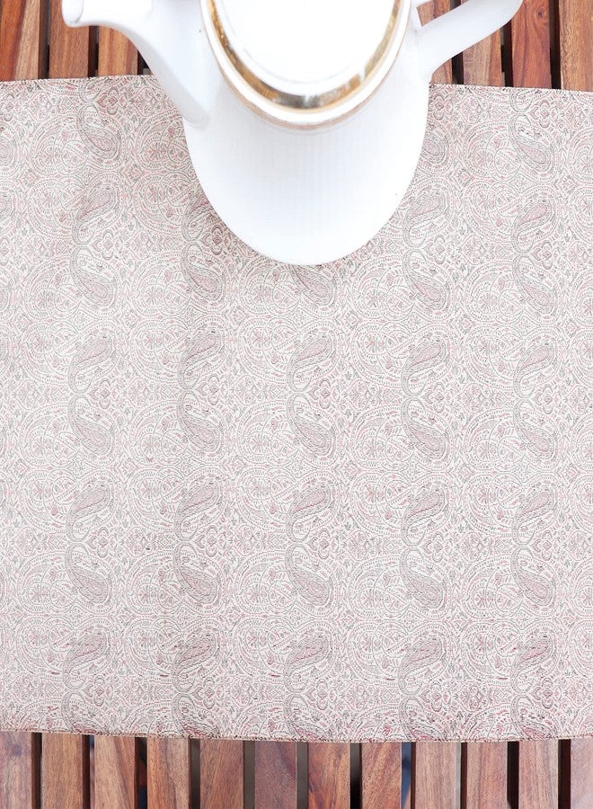 زيبا مفرش طاولة حريري من قماش البروكار من زيبا وورلد - بيج، 30×210 سم (12×84 بوصة) - مزخرف بنسيج ذاتي مع شرابات - مفرش طاولة طعام أنيق لـ 4/6 أشخاص - ديكور غرفة المعيشة والطاولة - Image 3