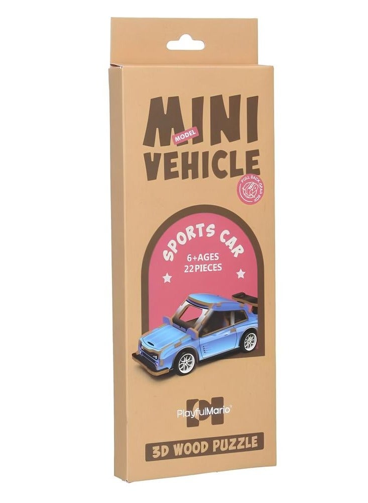 Mini Vehicle Sports Car Model 3D Wood Puzzle 22 Pieces - 68024 - Image 1