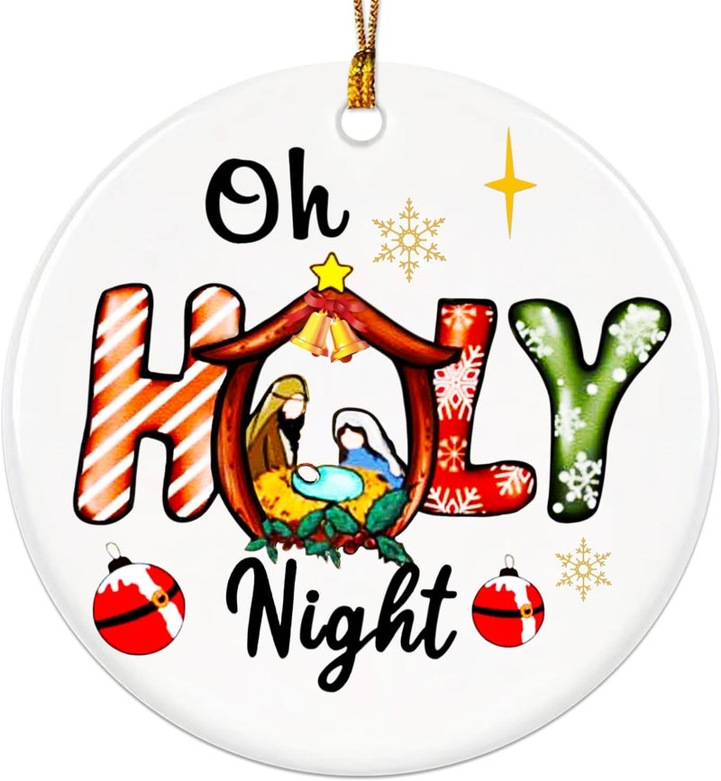 JUNQIU US O Holy Night, Nativity Ornaments, Christian Ornaments for Christmas Tree, Baby Jesus Ornament, Religious Christmas Ornaments, Christian for Women - Image 1