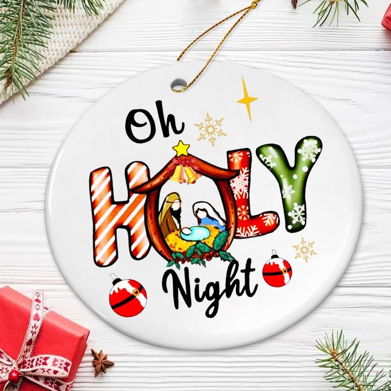 JUNQIU US O Holy Night, Nativity Ornaments, Christian Ornaments for Christmas Tree, Baby Jesus Ornament, Religious Christmas Ornaments, Christian for Women - Image 2