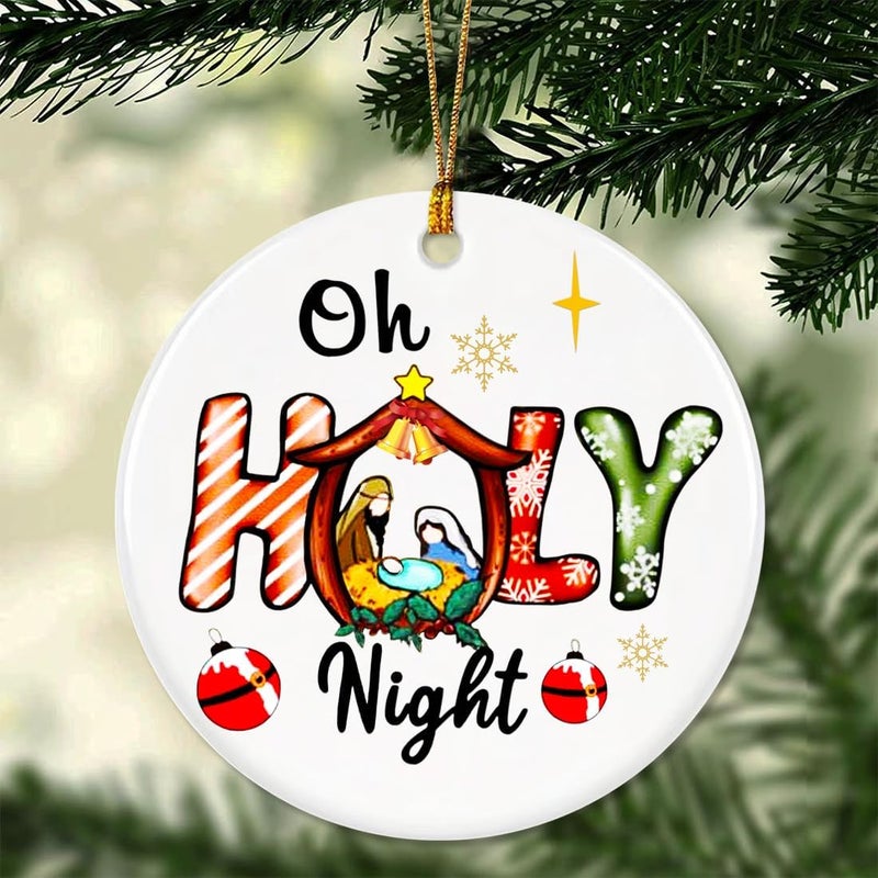 JUNQIU US O Holy Night, Nativity Ornaments, Christian Ornaments for Christmas Tree, Baby Jesus Ornament, Religious Christmas Ornaments, Christian for Women - Image 4