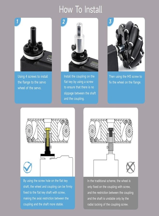 Waveshare Metal Flat Key Shaft Flange Plate, Suitable for Using with Serial Bus Servo, Compatible with Various Transmission Parts - Image 3