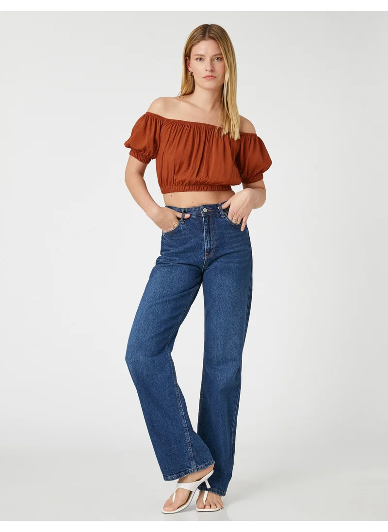 كوتون Crop Blouse Open Shoulder Elastic