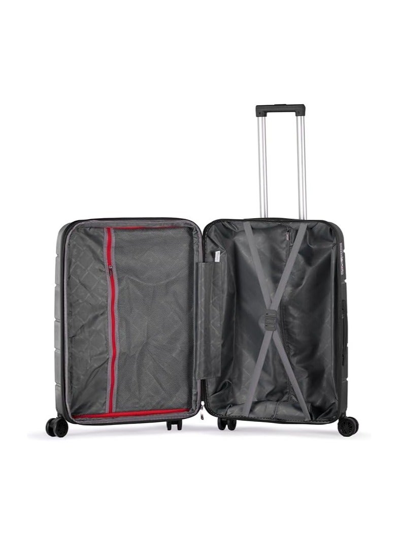 60cm Small Polypropylene Hard Shell Travel Trolley – Black – Durable Lightweight Suitcase with Wheels - Image 3