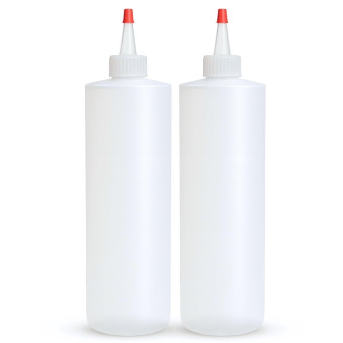 EMPTY SQUEEZE BOTTLES 16 OZ 2 PACK SQUIRT CONTAINERS WITH RED TOP BPA FREE FOR CONDIMENTS SYRUP KETCHUP SAUCES DRESSING OIL HONEY ARTS AND CRAFTS LEAK PROOF KITCHEN