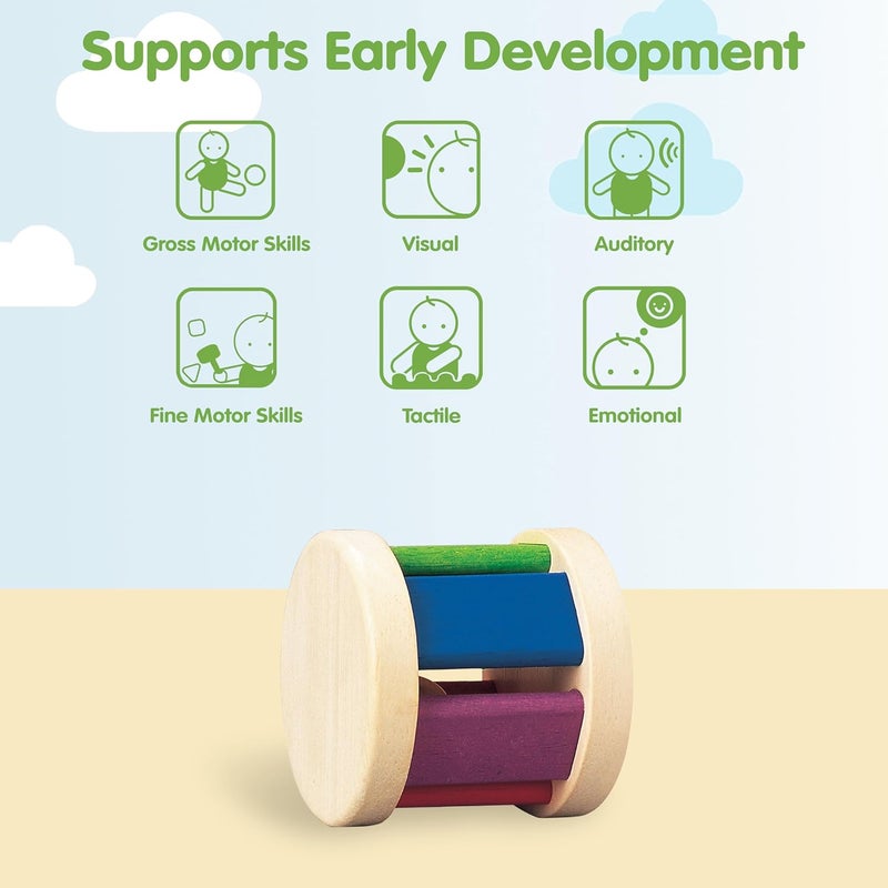 PlanToys Multi-Colored Rainbow Roller Rattle for Babies - Image 4