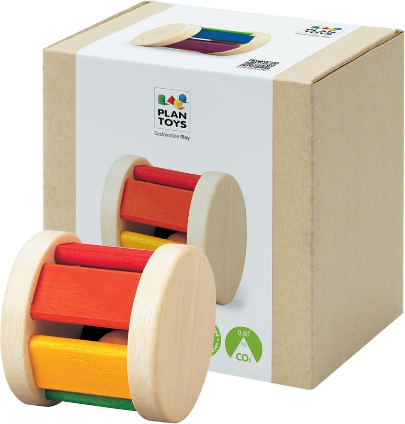 PlanToys Multi-Colored Rainbow Roller Rattle for Babies - Image 1