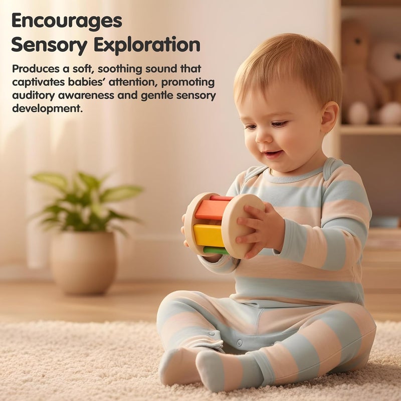 PlanToys Multi-Colored Rainbow Roller Rattle for Babies - Image 5