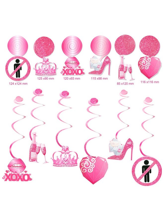 HOWAF Galentines Day Party Decorations Set- 1pcs Glitter Happy Galentine’s Day Banner and 6pcs Galentine’s Day Hanging Swirls, Pink Girls Ladies Valentines Party Decoration Supplies - Image 3