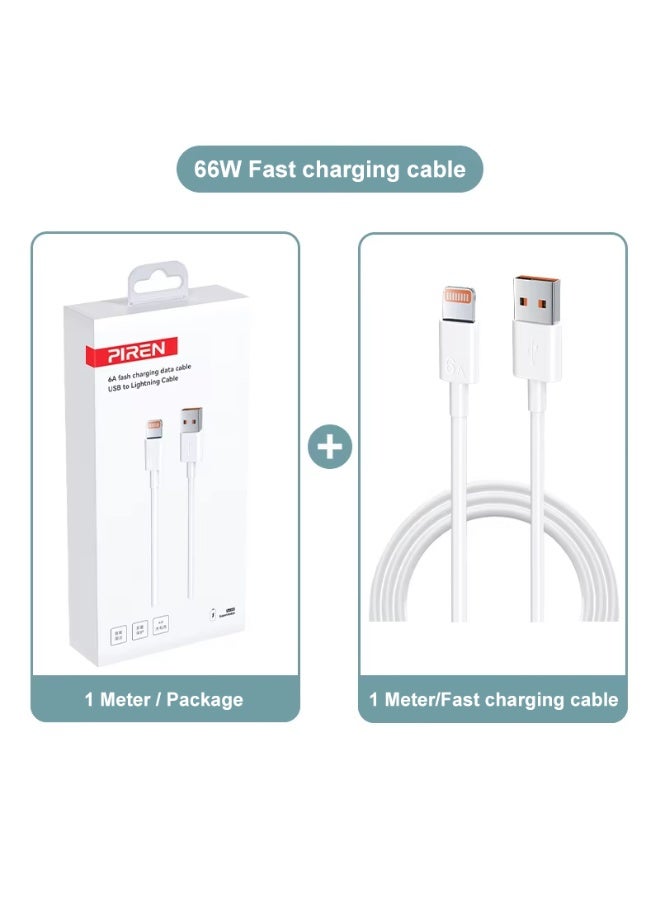 سلك شحن سريع جدًا 66W 6A - كابل USB إلى Type-C و Lightning لجهازي هواوي شاومي أوبو فيفو آيفون آبل وأندرويد - Image 1