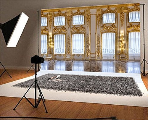 AOFOTO 10x7ft Luxurious Palace Backdrop for Photography Retro European Aristocratic Castle Noble Royal Interior Golden Hall Photography Background Girls Adult Travel Portrait Photo Booth Studio Props - Image 2