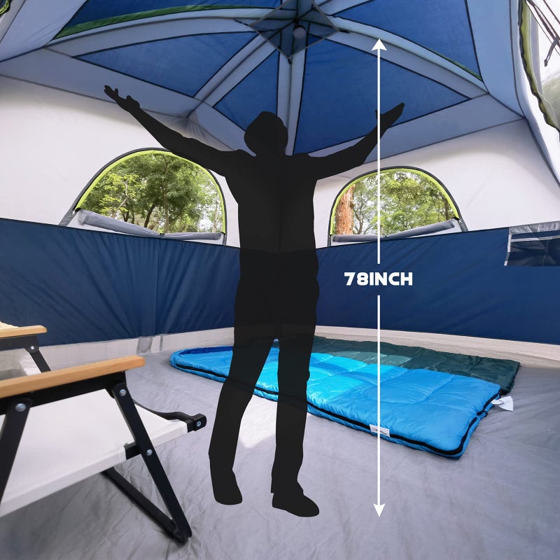 UNP Tents 6 Person Waterproof Windproof Easy Setup,Double Layer Family Camping Tent with 1 Mesh Door & 5 Large Mesh Windows -10'X9'X78in(H) (Dark Blue) - Image 3
