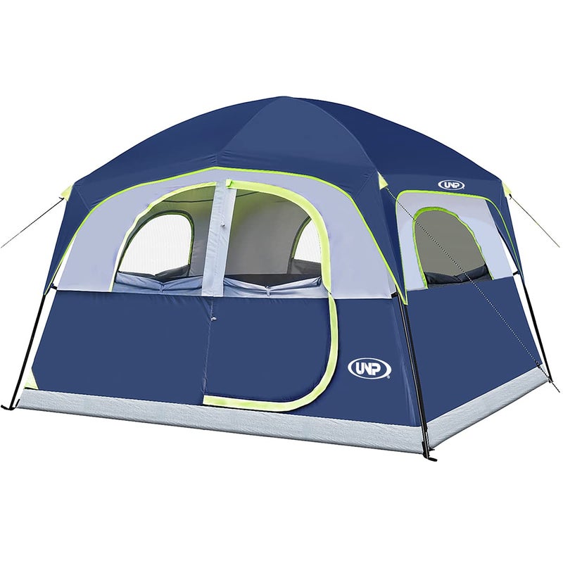 UNP Tents 6 Person Waterproof Windproof Easy Setup,Double Layer Family Camping Tent with 1 Mesh Door & 5 Large Mesh Windows -10'X9'X78in(H) (Dark Blue) - Image 1