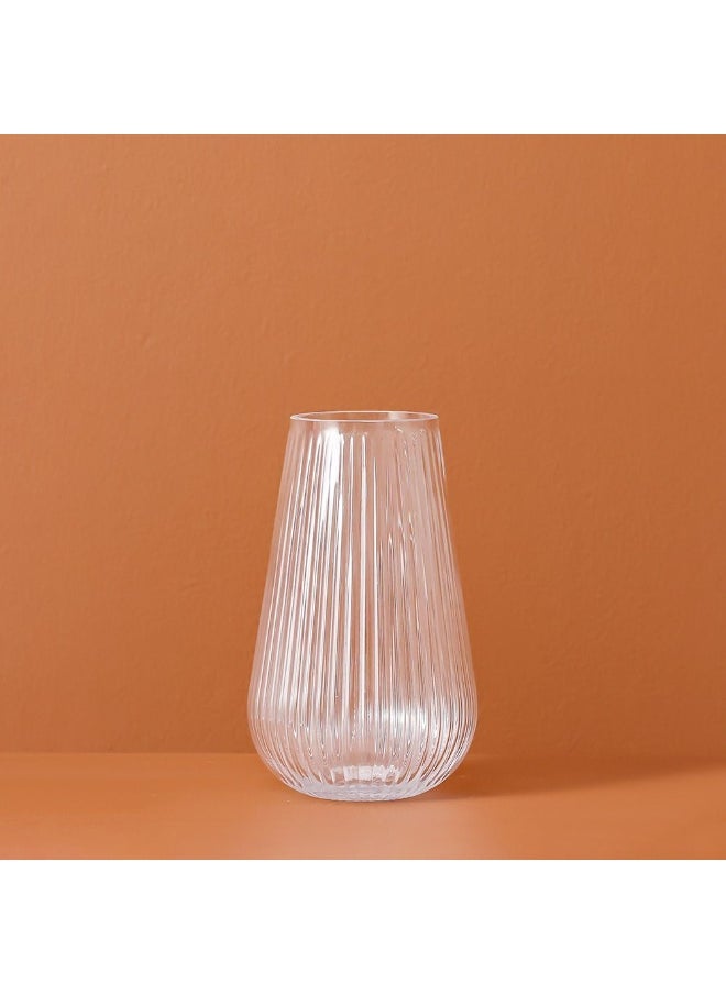 DANUBE HOME Danube Home Vetro Fluted Clear Glass Vase - 14X23Cm Multi Color Home Decor Collection For Fresh Flowers Elegant & Durable Glass Flower Vase Decorative Home Accessories  - Image 1