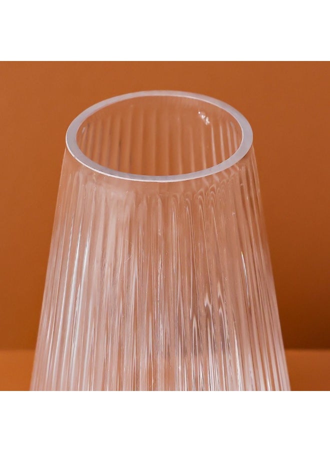DANUBE HOME Danube Home Vetro Fluted Clear Glass Vase - 14X23Cm Multi Color Home Decor Collection For Fresh Flowers Elegant & Durable Glass Flower Vase Decorative Home Accessories  - Image 2