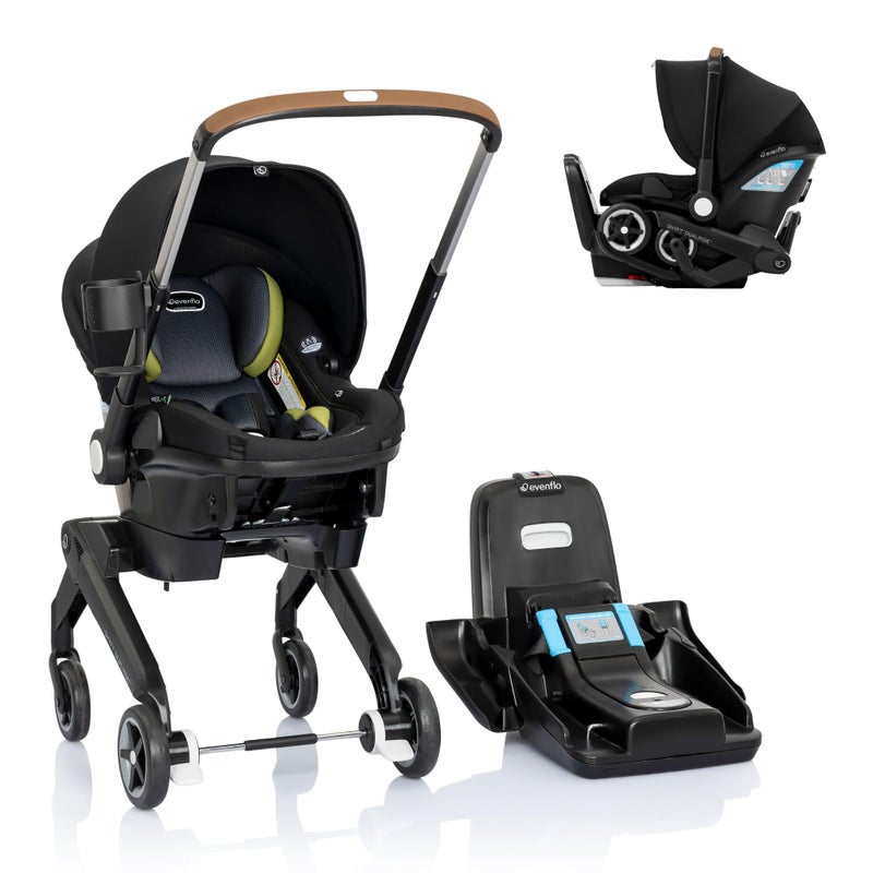 Evenflo Shyft DualRide Infant Car Seat and Stroller Combo wCarryall Storage Durham Green