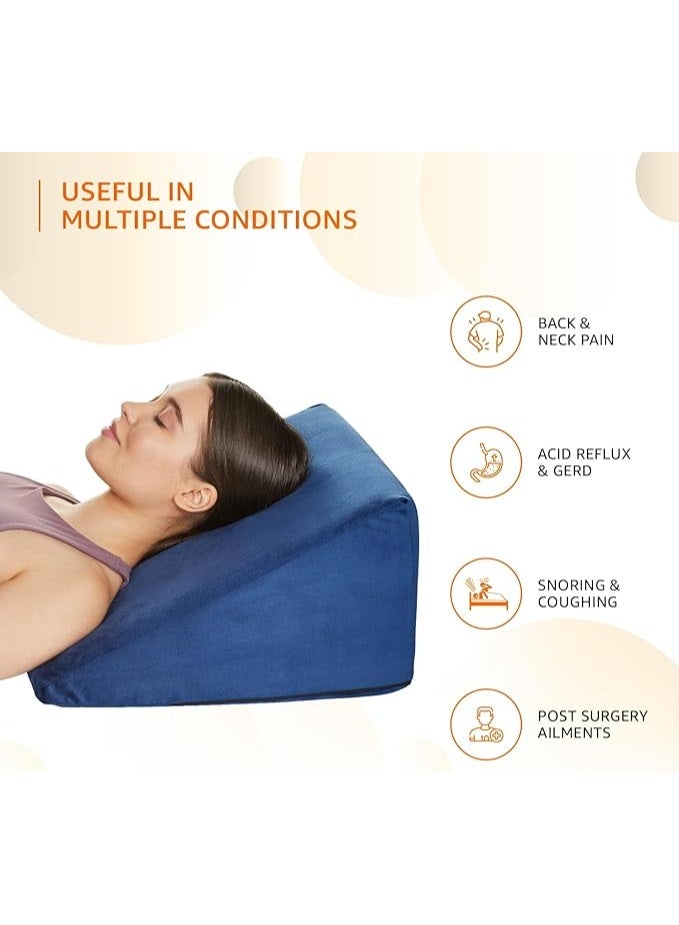 Memory Foam Orthopedic Wedge Pillow for Neck, Back and Leg Support, Ergonomic Sleeping Cushion with Washable Soft Cover (18 × 17.5 × 11 Inch) - Image 4